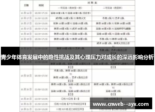 青少年体育发展中的隐性挑战及其心理压力对成长的深远影响分析
